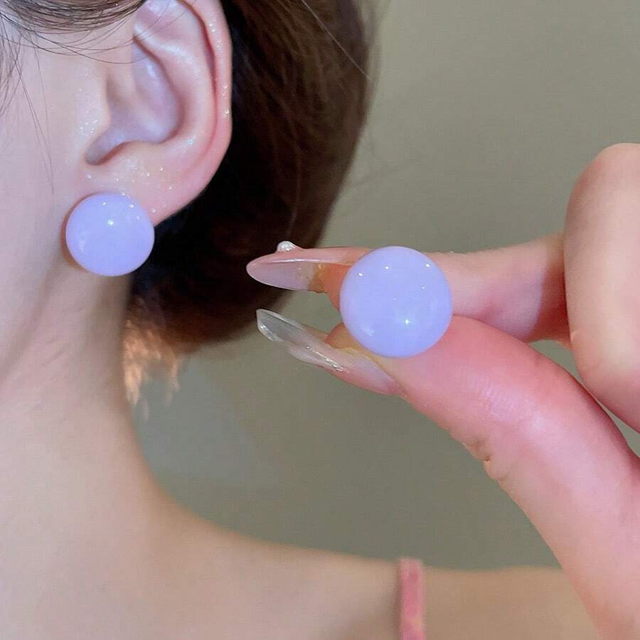 Andkiss 1 Pair Fashionable & Delicate Ball Stud Earrings, Versatile Daily Accessory - View 1