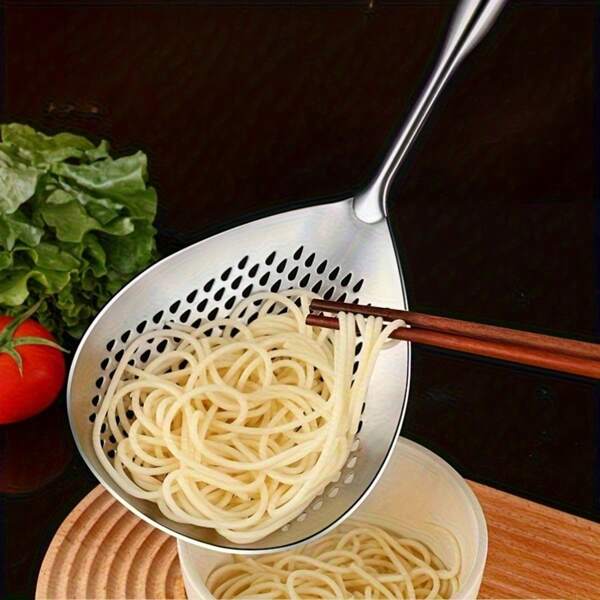 1pc Stainless Steel Skimmer Strainer Ladle, Heavy Duty Kitchen Cooking Frying Drain Basket