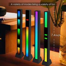 Hot Cool Soulpunk RGB Rechargeable Sound Control Light, Voice-Activated Pickup Music Rhythm Lights, Ambient Light, For Car, Gaming Room Decorations(4Pack) - 4Pack-Black(Ứng dụng) - Xem 5