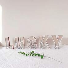 1pc Decorative Carving Flower & Alphabet Wooden Ornament, Back To School Decor, Free Mix-Match 26pcs English Letters, Wall Decoration, Wedding Party, Holiday,Christmas - Multicolor - View 10