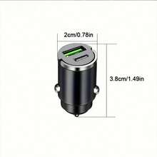 Dual-Port Mini USB Car Charger, Fast Charging, Metallic Finish, Male To Female Connector With Ring Design, PD30W, Type-C, Compatible With Smartphones And Devices, Essential Car Power Accessory, No Battery, Ideal For 11 Festive Gifts - Multicolor - View 4