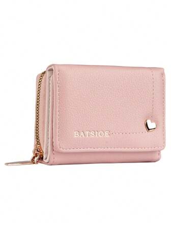 BATSIOE 优雅奢华心形女士三折钱包大容量多功能卡包和零钱包女士钱包迷你钱包钱包小钱包可爱钱包