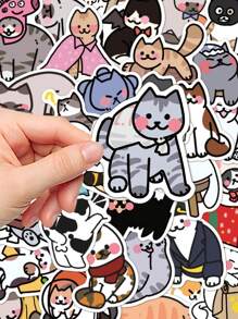 50 件猫贴纸手册笔记本电脑手机壳行李滑板头盔装饰贴纸，适用于学校用品，返校 - 彩色 - 查看 8