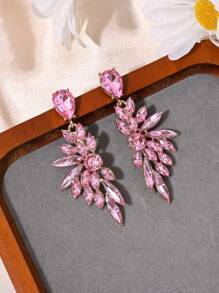 1pair Luxury Sparkly Wing Shaped Drop Earrings For Women, Elegant Hollowed Leaf Design, Suitable For Party