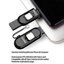 Lenovo TFU301 Ổ đĩa flash USB mã hóa dấu vân tay giao diện kép Kết nối trực tiếp điện thoại di động USB3.0 + Type-C Nhận dạng dấu vân tay để ngăn rò rỉ Máy tính / điện thoại di động / máy tính bảng phổ thông Thân máy bằng kim loại chống sốc - Ngọc trai niken - Xem 6