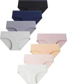 Domee Teen Girls Cotton Underwear Panties Briefs Pack Of 8 Underpants - Solid Color - View 7