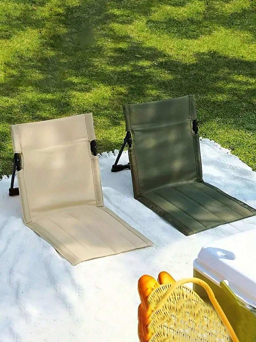 1 pieza Silla plegable con soporte lumbar para exteriores, silla para exteriores, silla de camping con cojín todo en uno para el asiento, silla plegable ultraligera y portátil - Aleación de aluminio resistente, cómoda para camping, playa y viajes por carretera - Fácil de transportar, ideal para aventuras al aire libre