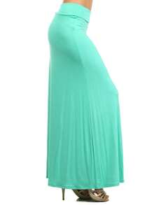 Chic Comfortable High Waisted Maxi Skirt Flowing A Line Design For Everyday Elegance - Mint Blue - View 2