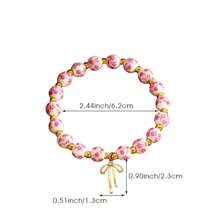 Elegant Vintage Bow Pendant, Patterned Ceramic Beaded Bracelet For Women, Fashion Jewelry Accessory, Gift Idea For Boyfriend Or Girlfriend, Porcelain Bead Bracelet Set