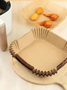 200pcs/Pack Air Fryer Paper Liners, Oil Absorption Sheets, Baking Parchment, Round Paper Dishes For Home Cooking
