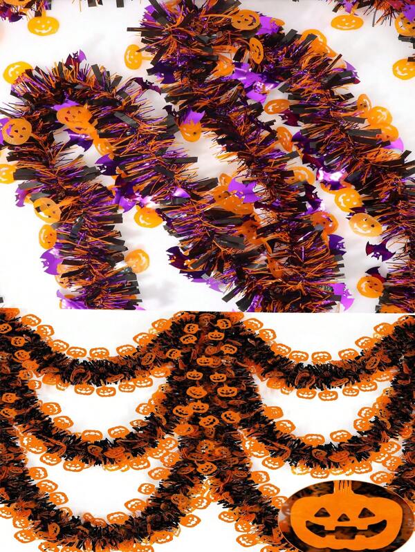 1pc Halloween Decoration, Halloween Metal Wire Wreath With Orange Pumpkin, Black Spiders, Purple Bats, Shiny Metallic Twisted Wreath For Home, Indoor, Outdoor, Party Decor Home Decor Fall Decor Room Decor