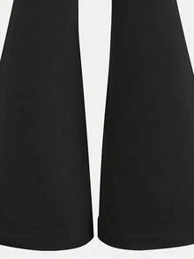 2pcs/Set Cherry Print Crew Neck Sweatshirt And High Waist Flare Pants, Casual Minimalist Design, Suitable For Children And Teenagers, Autumn/Winter - Black - View 9