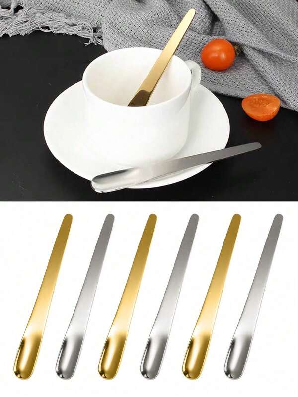 Coffee Spoons, Stainless Steel Flat Spoon For Dessert, Small Coffee Scoop, Coffee Stirring Spoon, Bar Spoon, Kitchen Flatware, For Home Restaurant Coffee Shop Party, Flatware