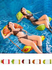 1pc PVC Inflatable Pineapple/Watermelon/Strawberry Floating Bed, Fruit Series Adult Foldable Hammock Floating Mat, Christmas - Multicolor - View 1