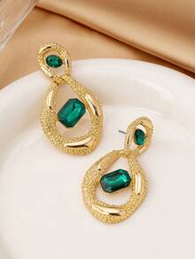 1 Pair Vintage Geometric Asymmetrical Hollow Waterdrop Design Earrings For Women
