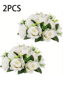 2 Ramos de peonías artificiales de seda, ramos de flores de peonías falsas, floreros decorativos con imitaciones de flores de peonía, decoraciones florales, mesas de bodas y fiestas, adecuadas para los expositores de flores del centro de bodas de nuestra tienda, decoración del hogar para el Día de San Valentín