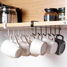 2 piezas Soporte de pared para tazas con 6 ganchos, organizador de almacenamiento multifuncional, adecuado para todo tipo de ganchos de utensilios de cocina