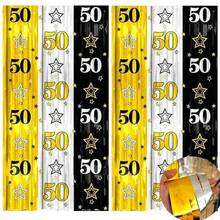 2Packs/4Packs 50th Birthday Party Decorations For Men Women 3.3x6.6ft Black Gold Silver Foil Fringe Streamers Happy 50th Birthday Party Backdrop Decorations 50 Years Old Birthday Party Supplies 50th Anniversary Party Background Decorations - Multicolor - View 5