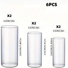 24 件/套透明圆柱玻璃花瓶，适用于中心装饰、现代浮动烛台、婚礼餐桌装饰用的飓风烛台 - 無色 - 查看 8