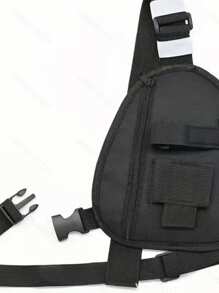 1pc Walkie-Talkie Men's Black Triangle Chest Bag Multifunctional Portable Crossbody Bag For Outdoor Men's Chest Bag Multifunctional Cycling Crossbody Bag Mountaineering Hanging Bag Shoulder Bag Sports Bag