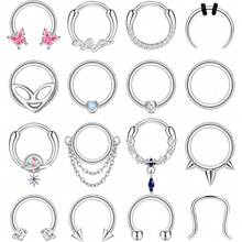 Milacolato 16Pcs 16G Septum Rings Hoop For Women Men Surgical Steel Dangle Septum Jewelry Septum Clicker Horseshoe Nose Rings Hoop Hinged Segment Daith Helix Tragus Cartilage Earrings Piercing - 彩色 - 查看 10