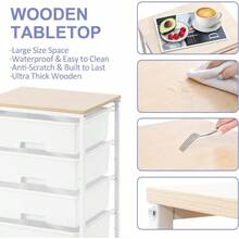 WU-13509 - Utility Cart With 4 Drawers Multipurpose Rolling Storage Cart With 4 Drawers And 2 Lockable Wheels 4Tier Rolling Storage Cart Organizer For Home Office Dorm Bright White - BrightWhite - View 6