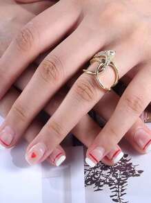 Stylish Ring Special Knot Design 18k Gold Plated Paved Shining Zirconia Match Daily Outfits Party Accessory Luxury Jewelry
