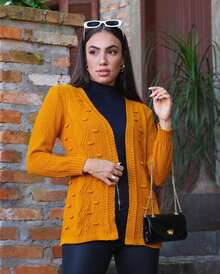 Polka Dot Knitted Cardigan - 金色 - 查看 1