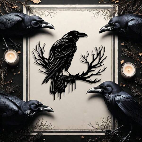 1pc Metal Cutting Die, Crow Perching On Branch Design, For Crafting Paper Cutting, Scrapbooking, Card Making DIY Decoration