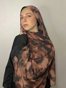 1件装女士波西米亚风水彩印花头巾，防晒围巾，优雅多功能披肩，适合日常佩戴，也可作连衣裙头饰。