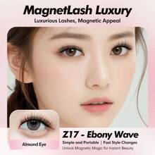 [Ebony Wave] Genielash Magnetic Eyelashes 4 Pieces(1 Pair) With Clip Reusable Natural False Eyelashes No Glue 3D False Eyelash For Makeup