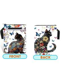 Fundas para libros con diseño de flores y gatos, protector de libros vintage, funda de tela lavable con cremallera y bolsillo adicional para amantes de los libros, regalos para compañeros de clase, regalos de vuelta al cole para niños y niñas.