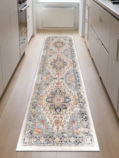 1 pezzo Tappeto da area in stile bohémien marrone, lavabile antiscivolo, 850g/m² per soggiorno, camera da letto, cucina, ufficio, ingresso