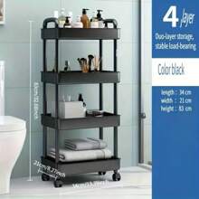 3/4 Floor Storage Cart With 360° Rotating Wheels - Multi-Functional Kitchen, Living Room And Bedroom Organizing Rack - Suitable For Storing Snacks, Books And Sundries - Durable Plastic, Available In Black/White, Practical Storage Cart For Living Room