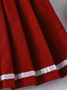 2 件女式学校运动心形刺绣无袖 Polo 衫和百褶裙套装，夏季