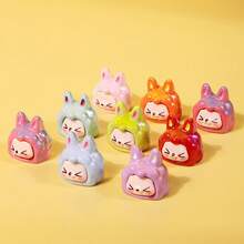 10/20 Pcs Macaron Color Rabbit Head Decorative Beads, Cute Character Resin Decorations, Various Colors, Suitable For Handmade Artworks Such As DIY Keychain, Mobile Phone Chain, And Bag Chain - Mix Colors - View 12