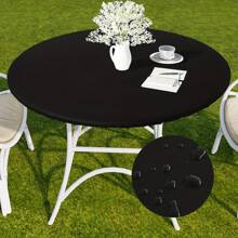 1 pièce Nappe de table en bois rond, protecteur de table en vinyle imperméable, protecteur de dessus de table composite en flanelle anti-rayures, nappe lavable résistante aux taches et à l'huile, convient pour l'intérieur, l'extérieur, le patio, le pique-nique, le camping, toutes saisons, printemps/été