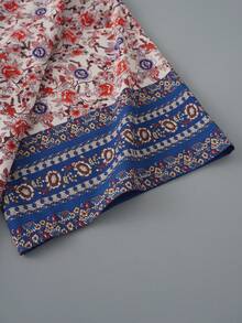 Women's Fashion Belted Kimono Cover Up, Casual Beach/Travel Loose Lightweight Short Cover Up Outwear, Vintage Floral Tie-Waist 3/4 Sleeve Dress Cover Up