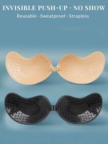 2/3/4 Peças Sutiãs Invisíveis Adesivos em Formato de Manga - Sutiãs de Silicone Sem Alças com Efeito Push-Up para Vestidos Sem Costas, Almofadas Autoadesivas Respiráveis e Reutilizáveis para Levantar o Busto, Amigáveis com a Pele