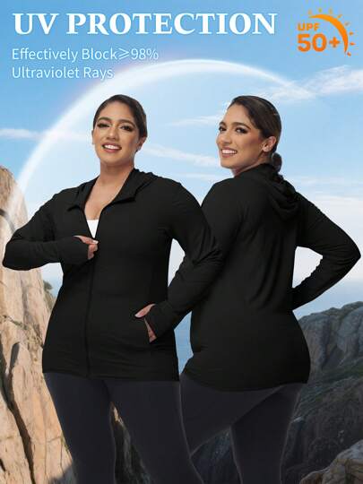 2025 Jachetă cu mânecă lungă pentru femei de mărime mare simplă, zilnică, obișnuită. Îmbrăcăminte de protecție solară
