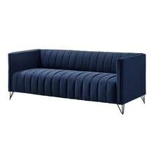 Home Design Kurtis Square Arm Chair, Loveseat, Sofa - Blue - View 11