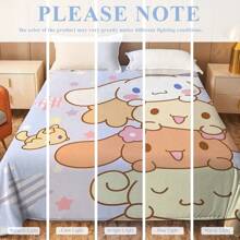 Sanrio Mehrfarbige Jellybean Corgi Hund Anime Decke - Gestrickte Polyester Fleece, modernes digitales Druckbild, Cartoon Thema, Sanrio Kitty Merchandise, gemütliche Ganzjahres Heim Dekor Tagesdecke, maschinenwaschbar