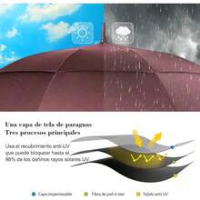 Paraguas de Sombrilla con Protección Paraguas de Pro-Line Resistente al Viento Paraguas con Construcción de Fibra de Vidrio Sombrilla Ligero Resistente al Agua(Negro) - Rojo - Ver 6