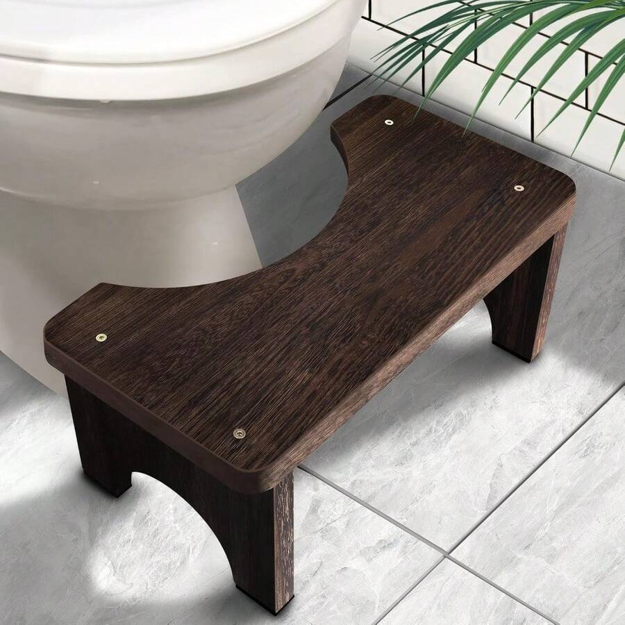 Wood Toilet Stool Squat Adult, Poop Stool For Bathroom Adults, Portable Toilet Potty Stool For Adults, 7 Inch Height - 黑色(1包) - 查看 1