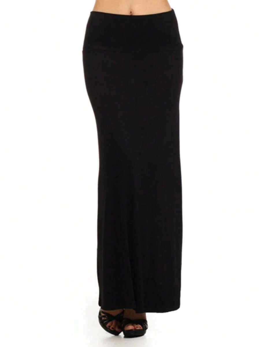 Chic Comfortable High Waisted Maxi Skirt Flowing A Line Design For Everyday Elegance - màu đen - Xem 1