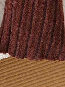 HAO6 Baby Girl Autumn New 0-3 Years Old Fashion Set, Beige Long Sleeve Top With Crochet Flower & Bow, Paired With Brown Pants, Baby Girl Casual Ribbed Fabric Long Sleeve & Pants Set - Apricot - View 7