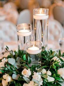 Bộ 20 chân nến thủy tinh trong suốt, bình hoa thủy tinh hình trụ, thích hợp để trang trí bàn, cắm hoa nghệ thuật, làm vật trang trí trung tâm cho tiệc cưới, trang trí trong nhà. - Cốc chống gió - Xem 11