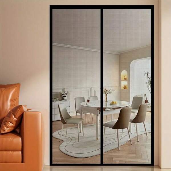Black Fiber Mosquito Net Curtain For Summer, Upgraded Version, Anti-Scratch, Anti-Pet, Highly Transparent Mesh, Magnetic Closure, Self-Closing, Thickened, Durable, Invisible Design, Breathable, No Drilling Required, Suitable For Bedroom, Living Room, Kitchen, Balcony, Indoor And Outdoor Doors