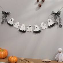 Halloween Cute Ghost Wearing Dress Party Decoration Banner, Bow Flag Garland - Multicolor - View 16