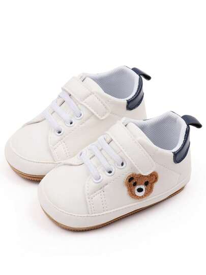 1 Pair Of Baby Shoes, Cute Cartoon Bear Design, Suitable For Indoor And Outdoor Slip-Resistant Learning To Walk, Soft Flat Shoes For Infants.